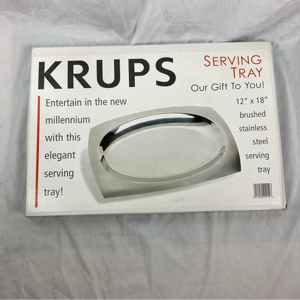 New Krups Brushed Stainless Steel Serving Tray 12" x 18"